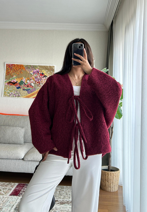 Ueno Bağlamalı Ceket Bordo