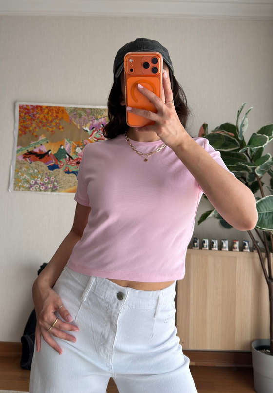 Yoko Basic Fit T-Shirt Pembe