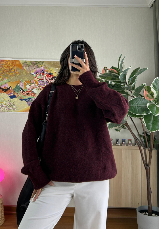 Yurika Oversize kazak Bordo