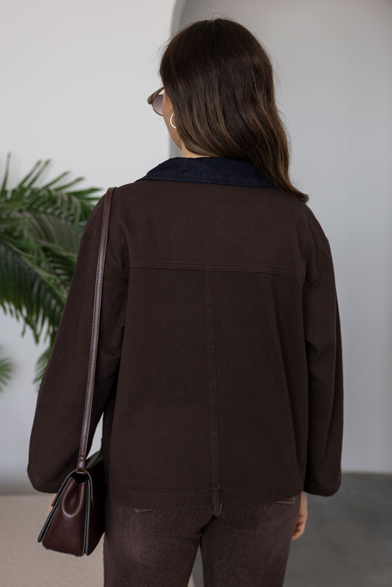 Cepli Denim Ceket - KAHVERENGİ