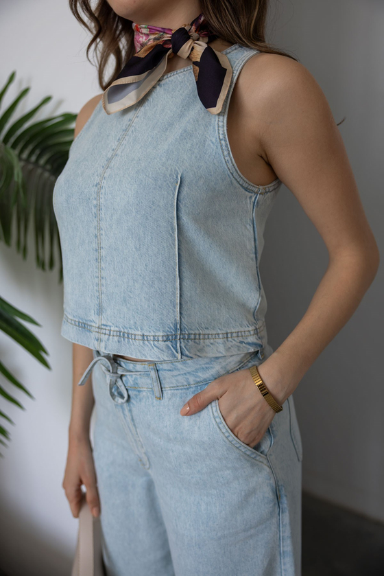 Denim İkili Takım - BUZ MAVİ