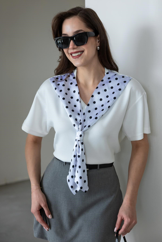 Fular Detaylı T-shirt - BEYAZ