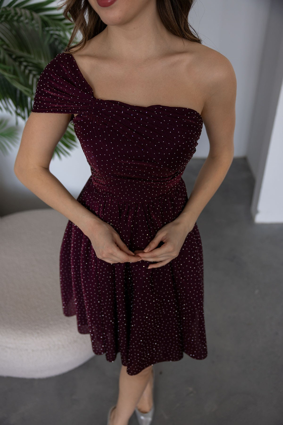 Mini Işıltılı Abiye - BORDO