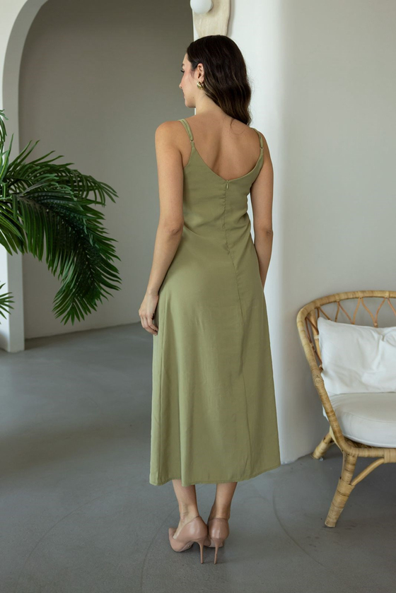 Tencel Gömlek Elbise Takım - YEŞİL