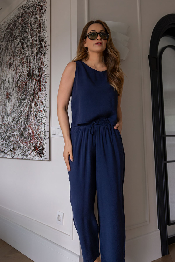 Tensel Bluz Pantolon Takım - LACİVERT
