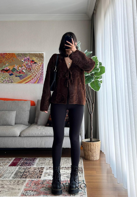 Amaya Bağlamalı Hırka Kahve