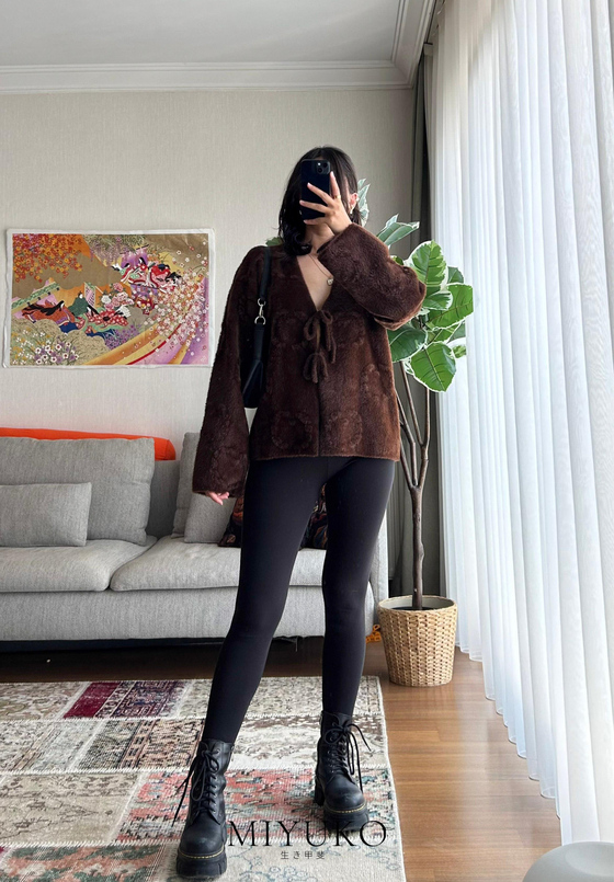 Amaya Bağlamalı Hırka Kahve