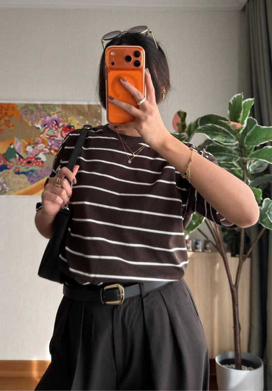 Asana Şeritli Basic T-Shirt