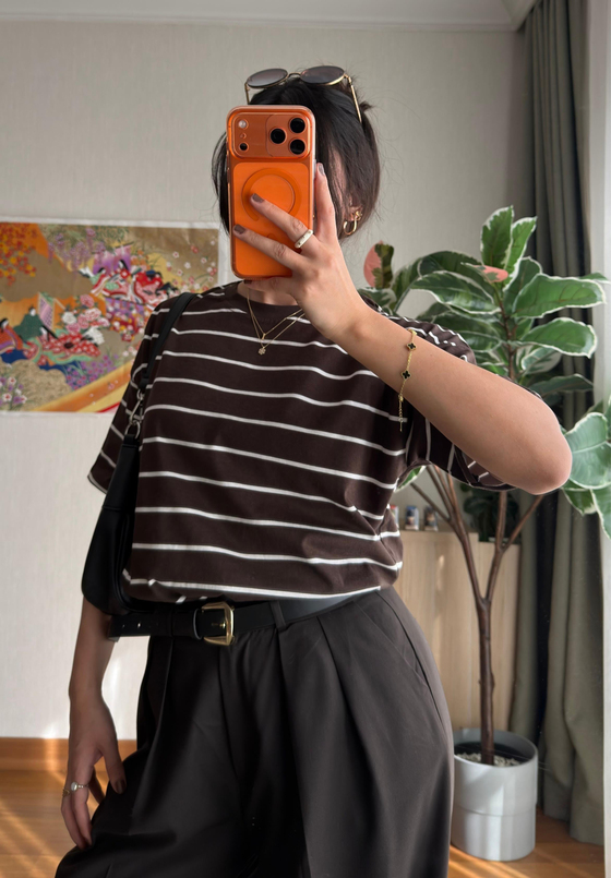 Asana Şeritli Basic T-Shirt
