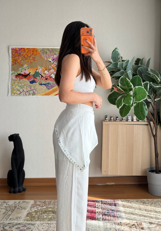 Bağlama Detaylı Yarım Astarlı Pantolon