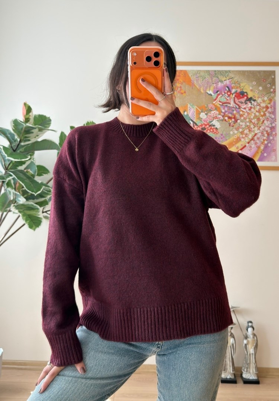 Basic Yumoş Pinterest Kazak Bordo