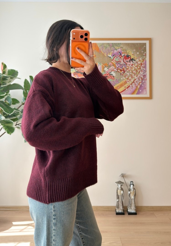 Basic Yumoş Pinterest Kazak Bordo