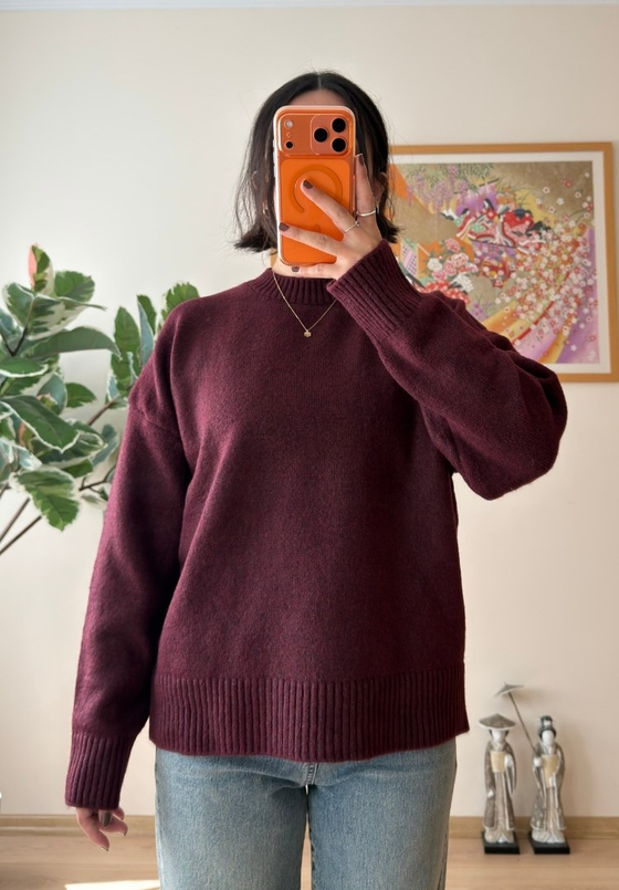Basic Yumoş Pinterest Kazak Bordo