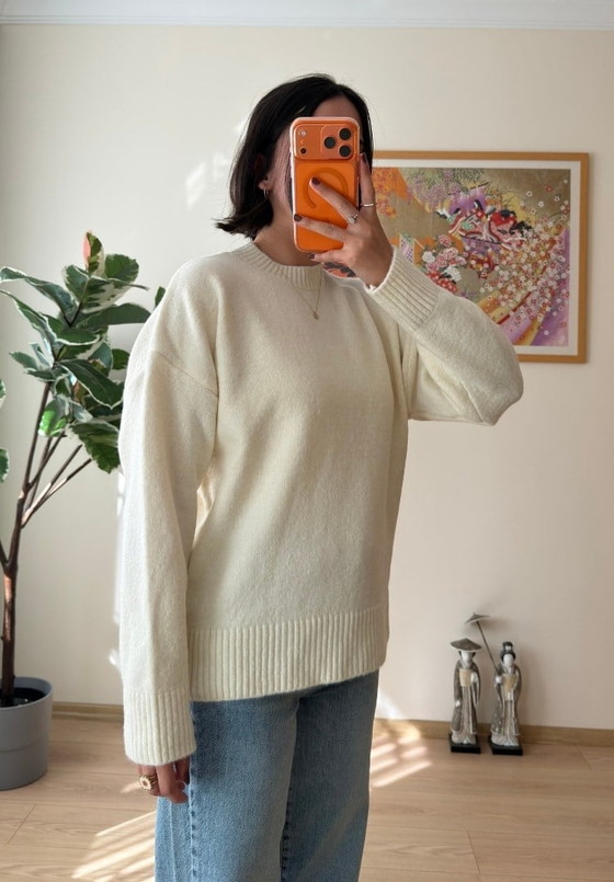 Basic Yumoş Pinterest Kazak Ekru