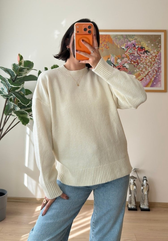 Basic Yumoş Pinterest Kazak Ekru
