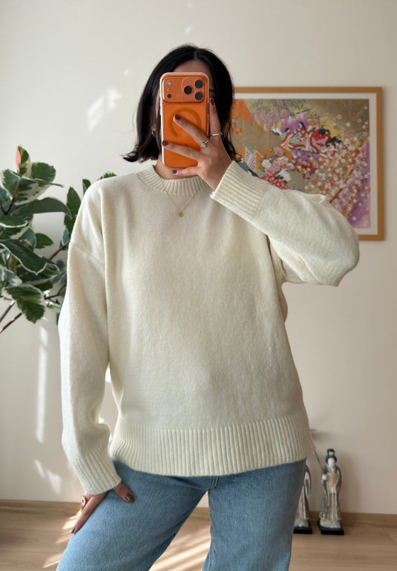 Basic Yumoş Pinterest Kazak Ekru