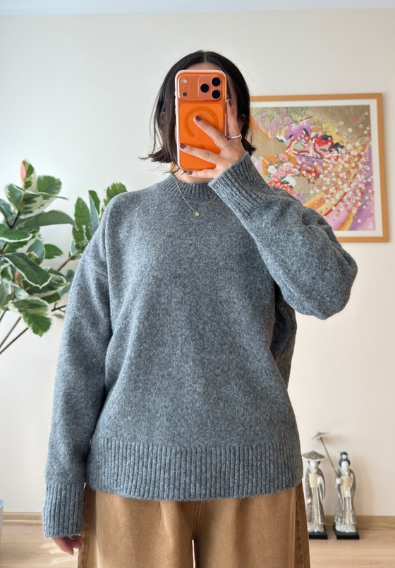 Basic Yumoş Pinterest Kazak Gri