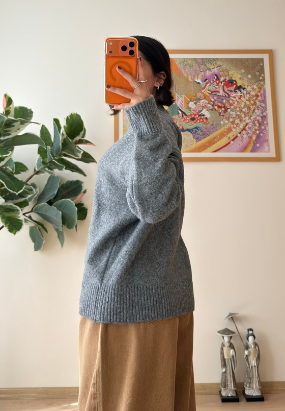Basic Yumoş Pinterest Kazak Gri