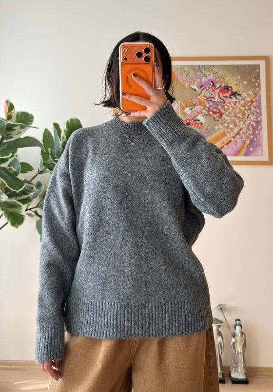Basic Yumoş Pinterest Kazak Gri