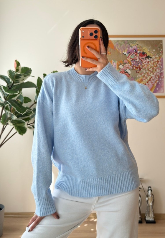 Basic Yumoş Pinterest Kazak Mavi