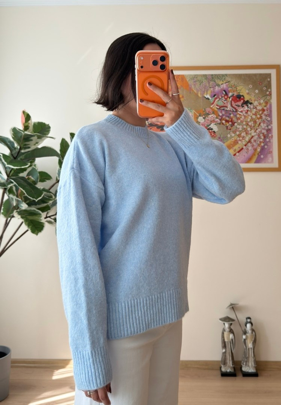 Basic Yumoş Pinterest Kazak Mavi