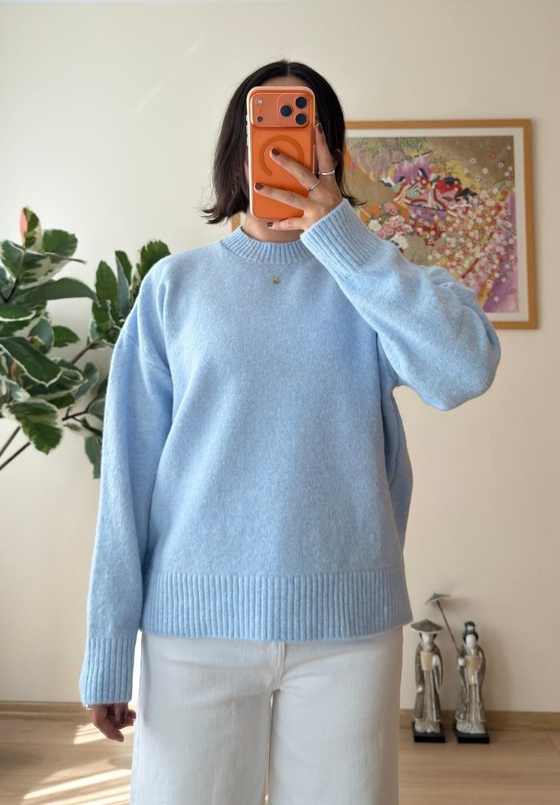 Basic Yumoş Pinterest Kazak Mavi