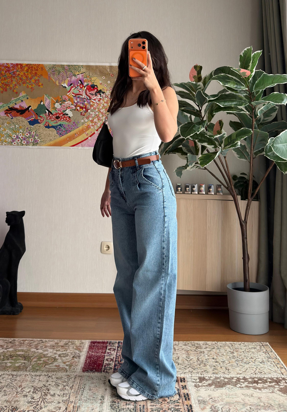 Bibia Yüksek Bel Kemerli Jean 