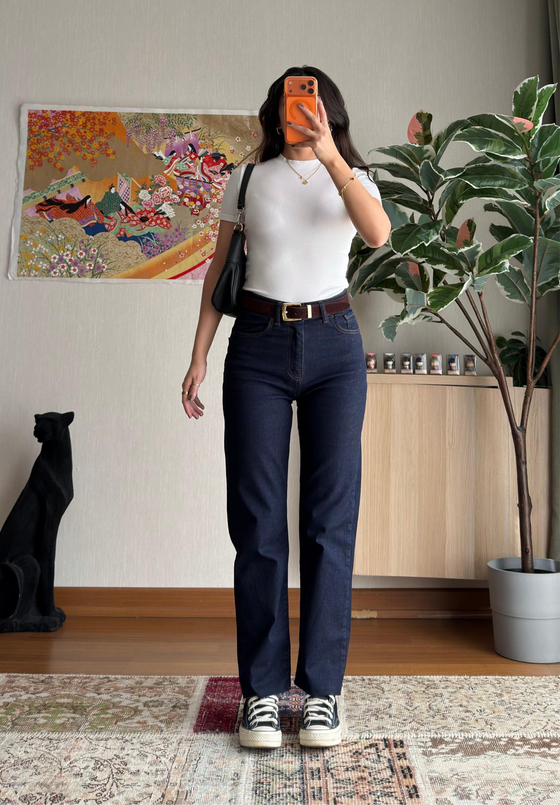 Chise Kemerli Düz Paça Jean