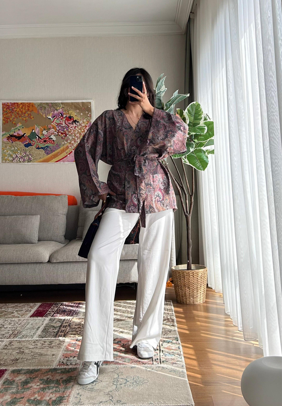Eido Desenli Kimono Füme