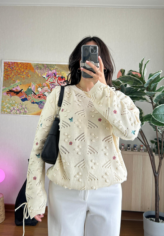 Hika Oversize Pütürlü Kazak Bej