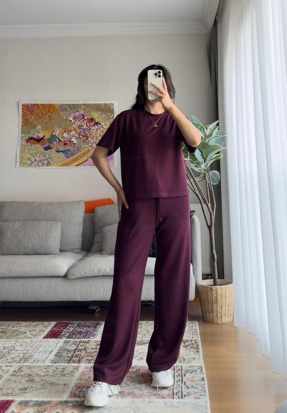 Hisa Modal Kumaş Takım Bordo