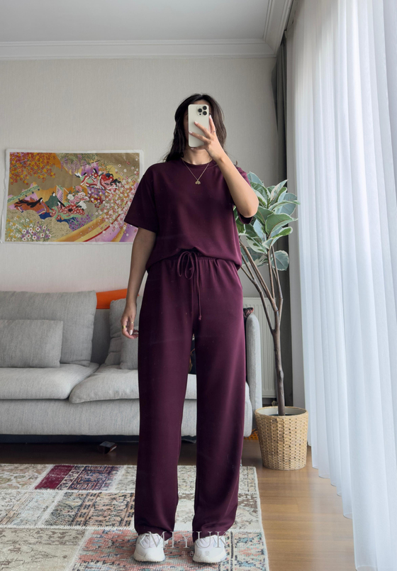 Hisa Modal Kumaş Takım Bordo