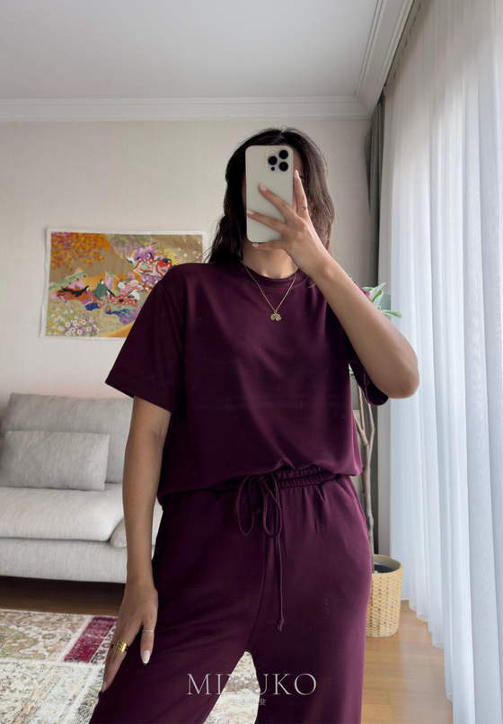 Hisa Modal Kumaş Takım Bordo