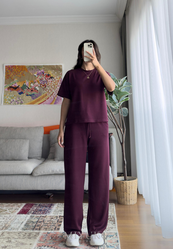 Hisa Modal Kumaş Takım Bordo