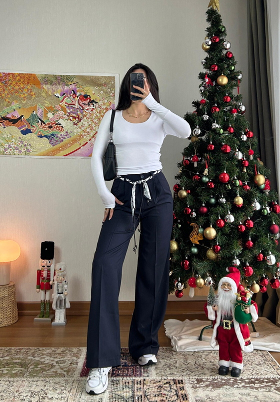 Kaina Fular Bağlamalı Pantolon Lacivert
