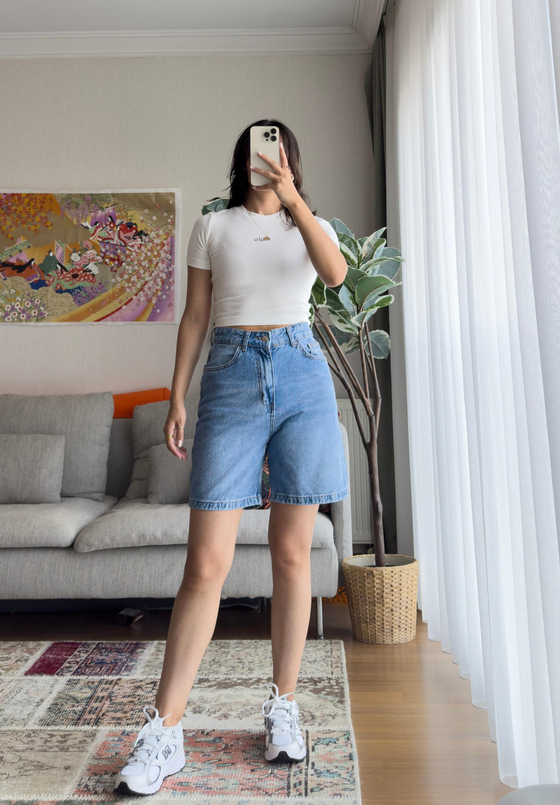 Kaiya Crop Basic T-Shirt Beyaz