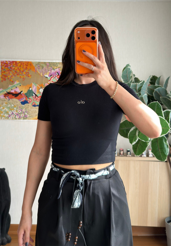 Kaiya Crop Basic T-Shirt Siyah