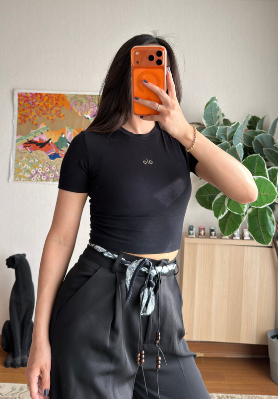 Kaiya Crop Basic T-Shirt Siyah