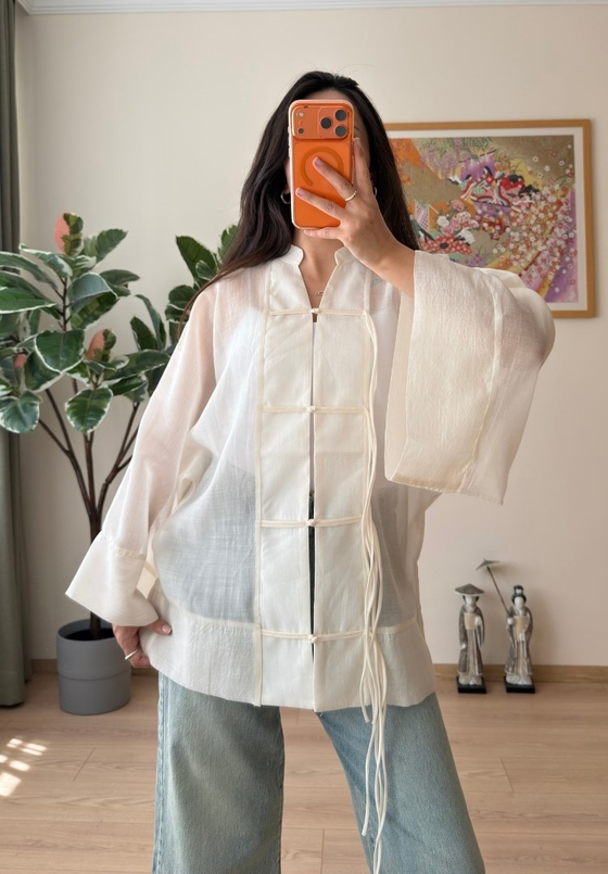 Kasumi Brit Düğmeli Kimono Ekru