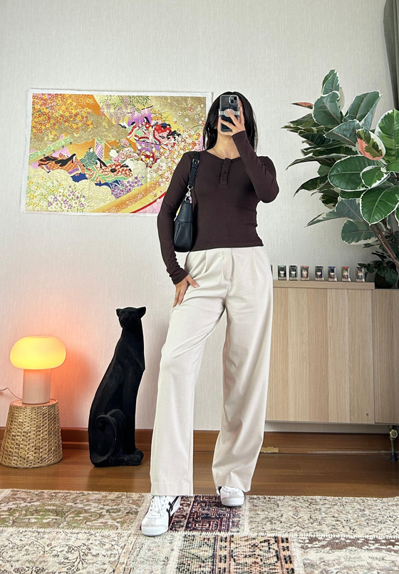 Kiera düğmeli Body Kahve