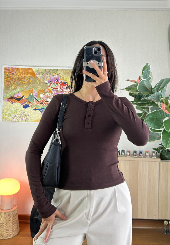 Kiera düğmeli Body Kahve