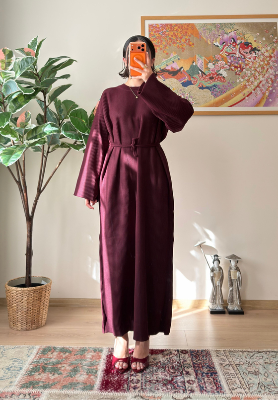 Kikue Triko Elbise Bordo