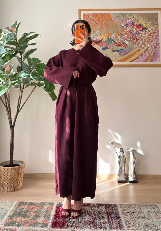 Kikue Triko Elbise Bordo