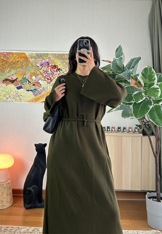 Kikue Triko Elbise Haki