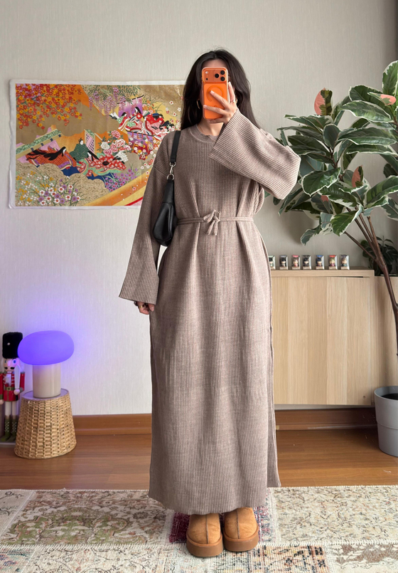 Kikue Triko Elbise Vizon