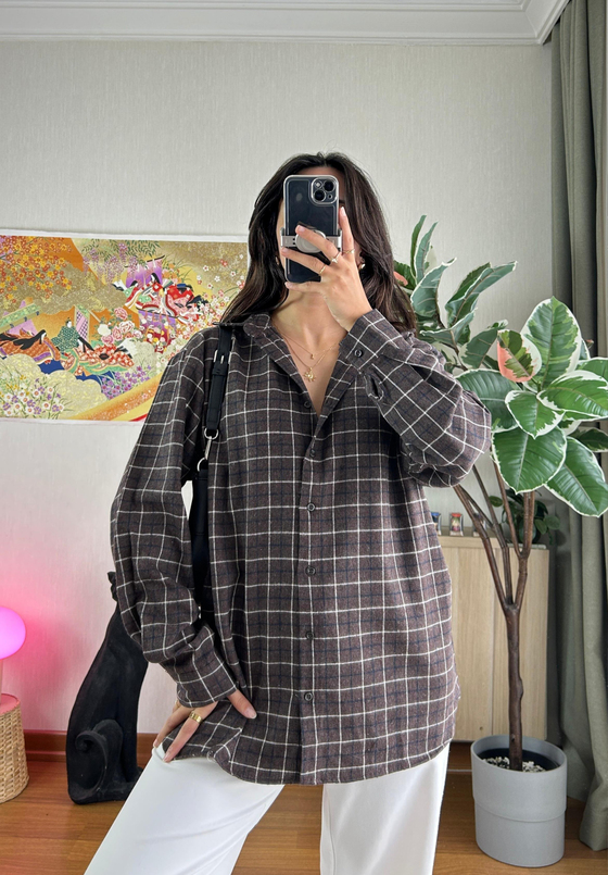 Kimi Oversize Gömlek Kahve