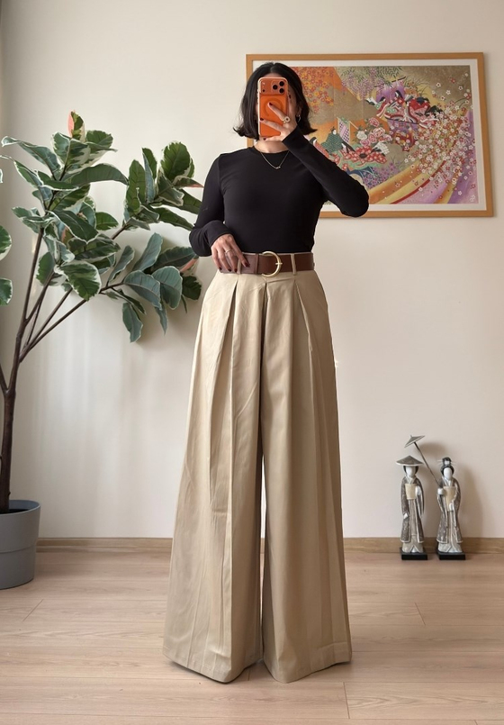 Kiyo Plikaşe Kemerli Pantolon Çağla
