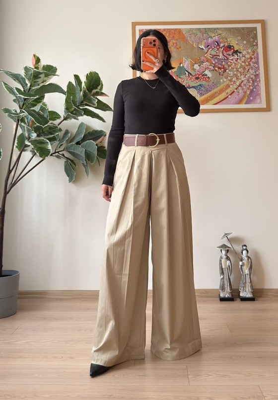 Kiyo Plikaşe Kemerli Pantolon Çağla