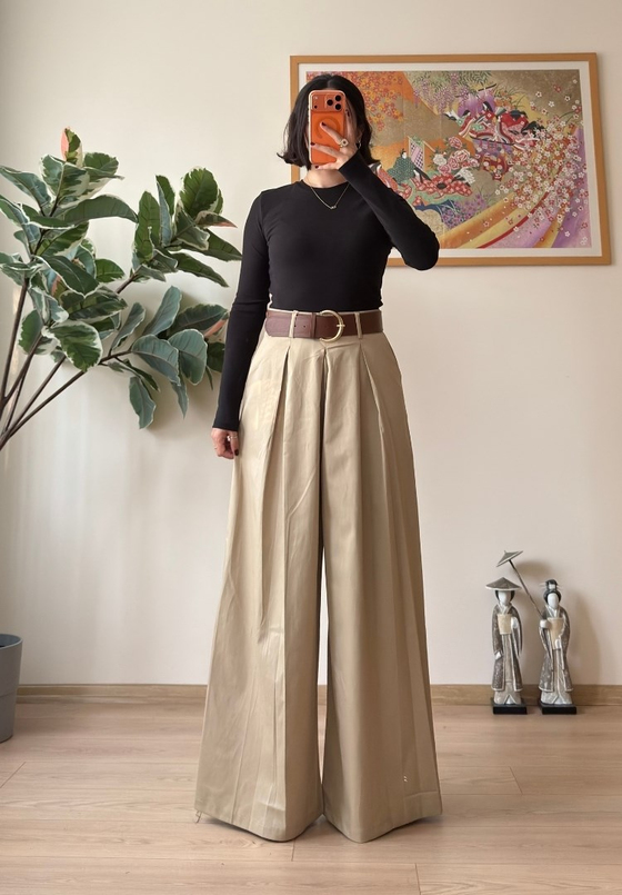 Kiyo Plikaşe Kemerli Pantolon Çağla