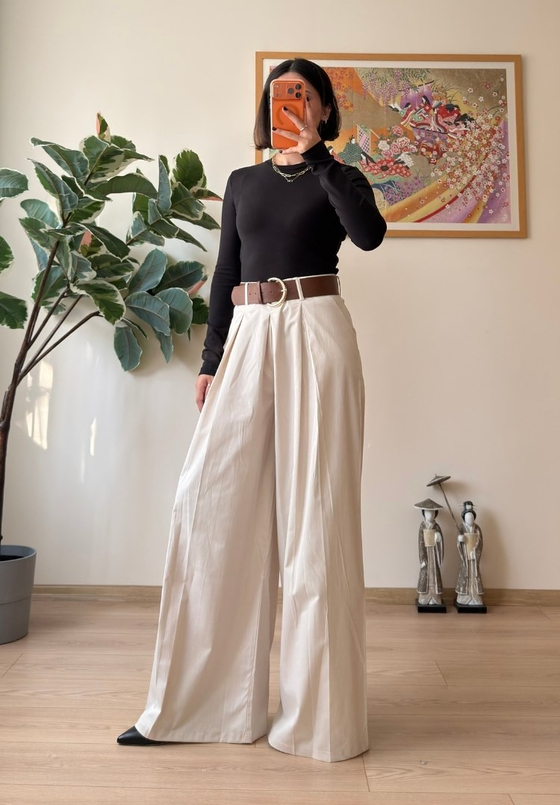 Kiyo Plikaşe Kemerli Pantolon Taş